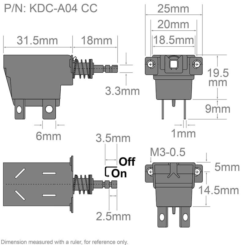 Power Switch Push Button IO I/O On Off Latching DPST KDC-A04 CC