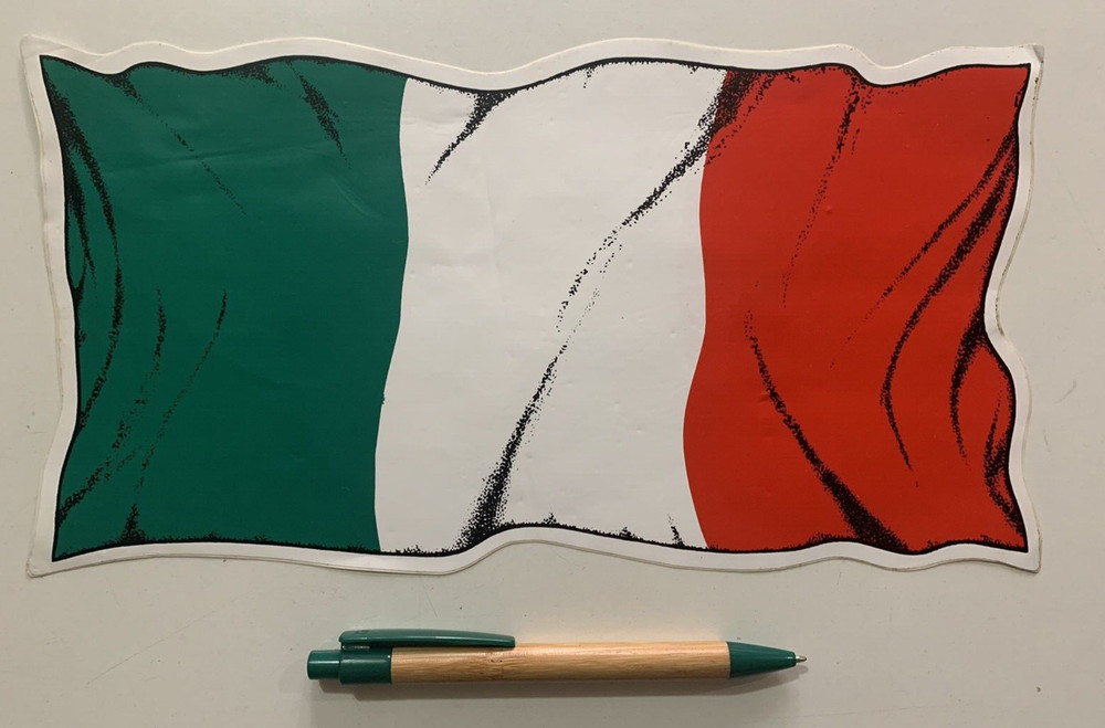 VINTAGE LARGE 30x16 cm ITALY FLAG STICKER
