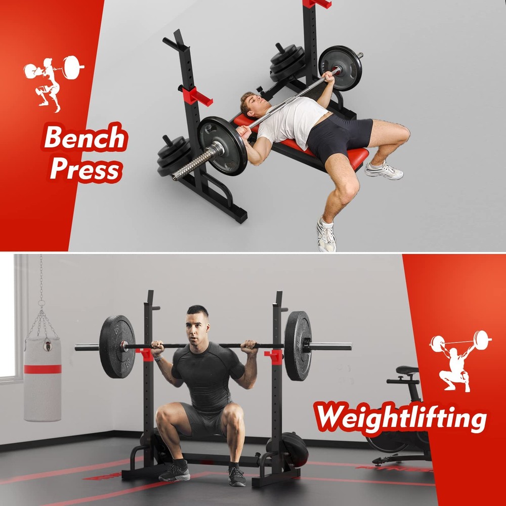 Squat Rack, Barbell Rack, Bench Press 550 LBS Max Load Adjustable Squat Rack
