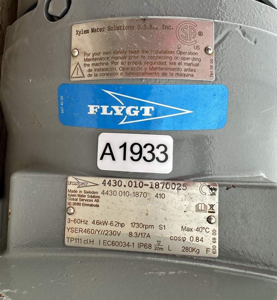 Flygt 4430 Submersible Horizontal Mixer 3 Phase