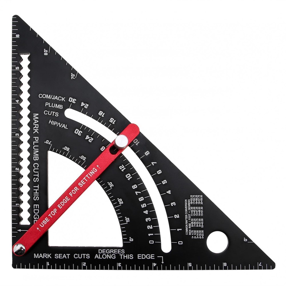 7" Aluminum Alloy Positioning Adjustable Angle Triangle Ruler w/ Adjustable Rod