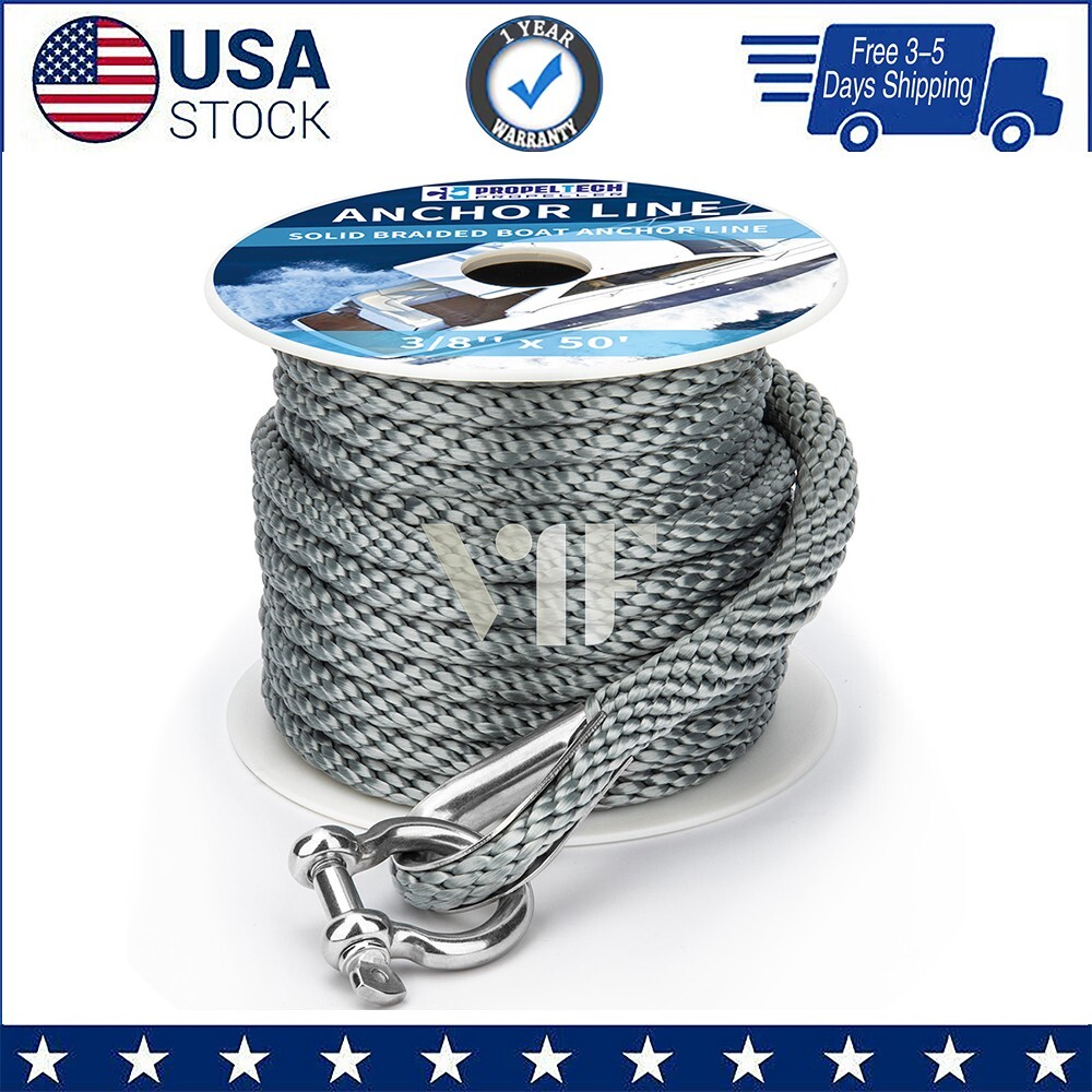 Anchor Rope Braided Anchor Line 3/8Inch 50 FT Premium Solid Braid MFP Boat Rop