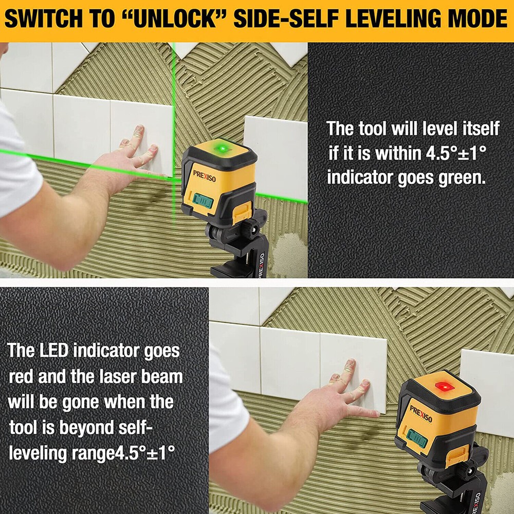 REXISO Self Leveling Cross Line Laser Level Rotatable 360° LED 65FT Indicator US