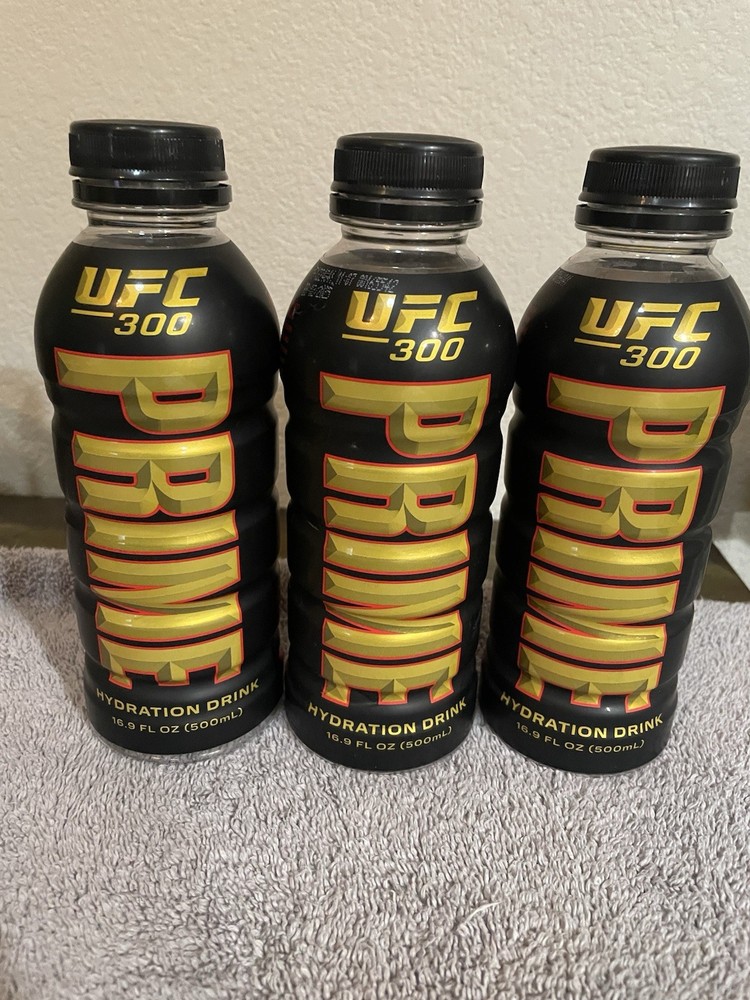 PRIME Hydration Drink UFC 300 ***EMPTY*** 3x Rare Limited Edition Empty Bottle