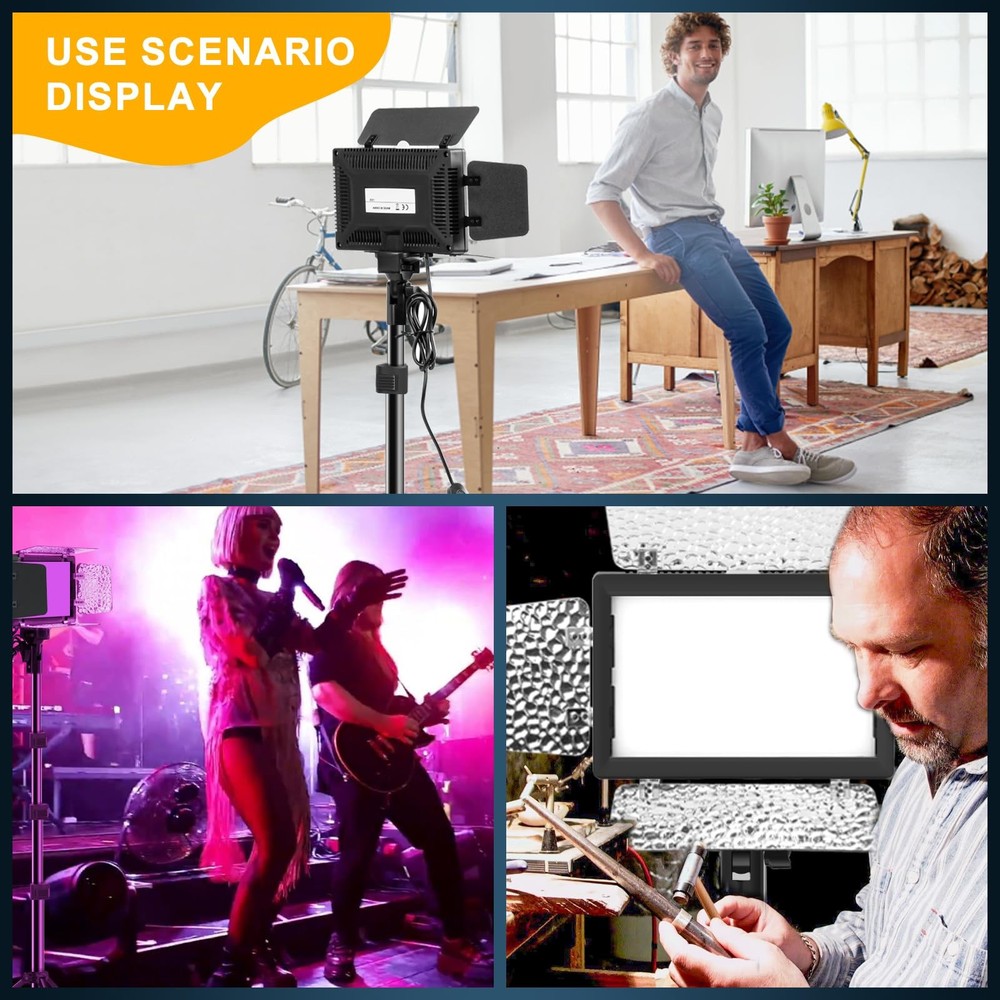 2 Pack LED Video Lighting Kit - 5600K Adjustable USB Studio Light with Barndo...