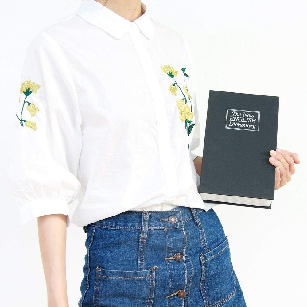 Elegant Black Dictionary Diversion Safe Lock Box with Key Control Security