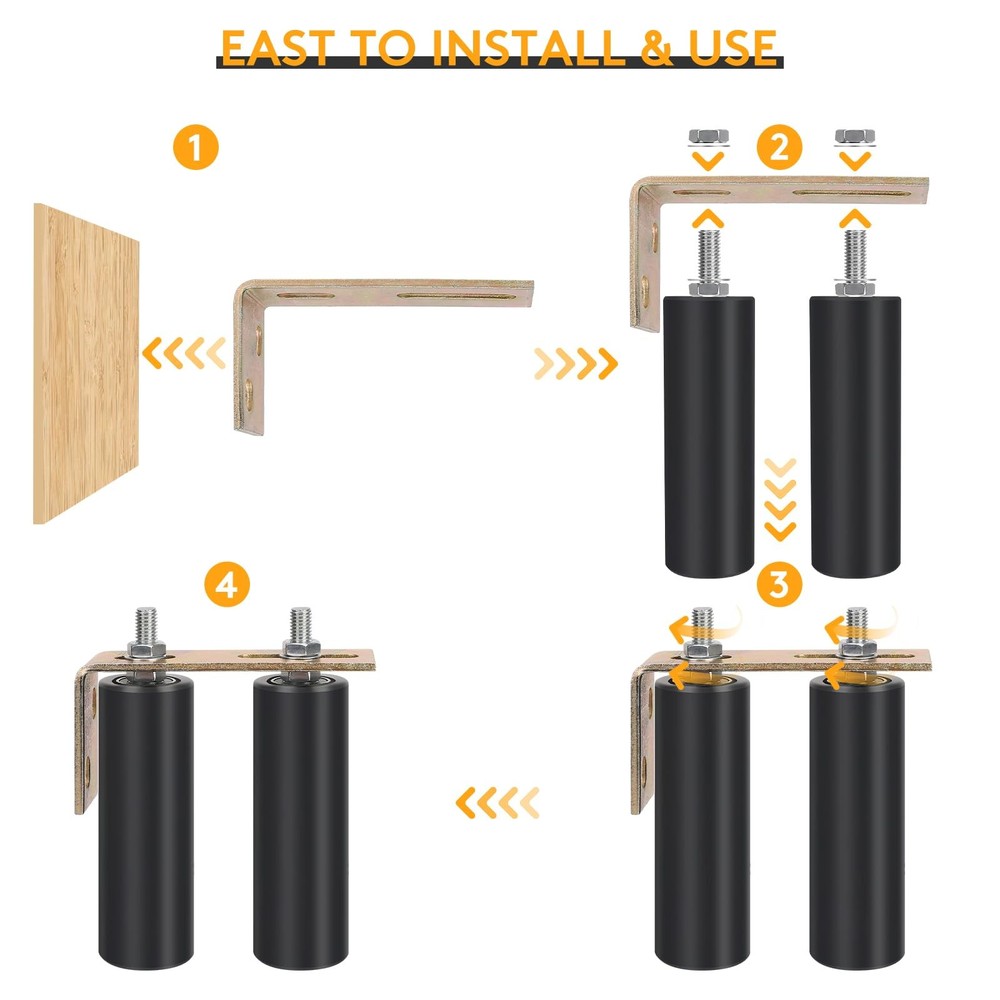6" Gate Roller Guide with L-Bracket, Universal Adjustable Heavy Duty Sliding ...
