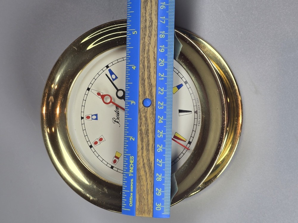 CHELSEA Boston Ship Clock Nautical Flags 4.5" Dial Solid Brass with Second Hand