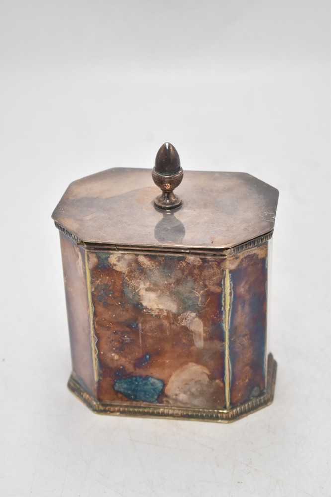 Antique Mappin & Webb Silver Plated Octagonal Tea Caddy