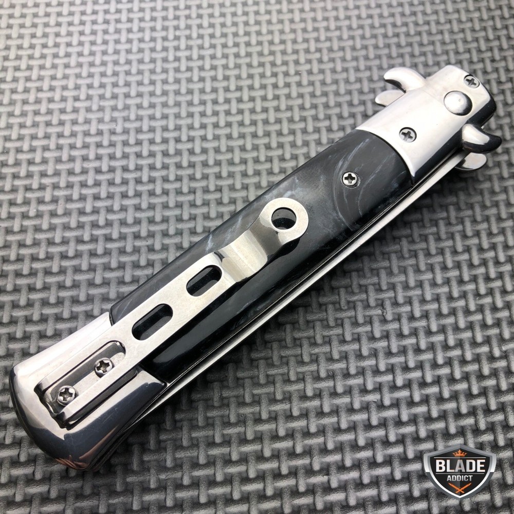 Automatic Push Button Folding Comb Barber Switchblade Pocket Knife Looking Brush