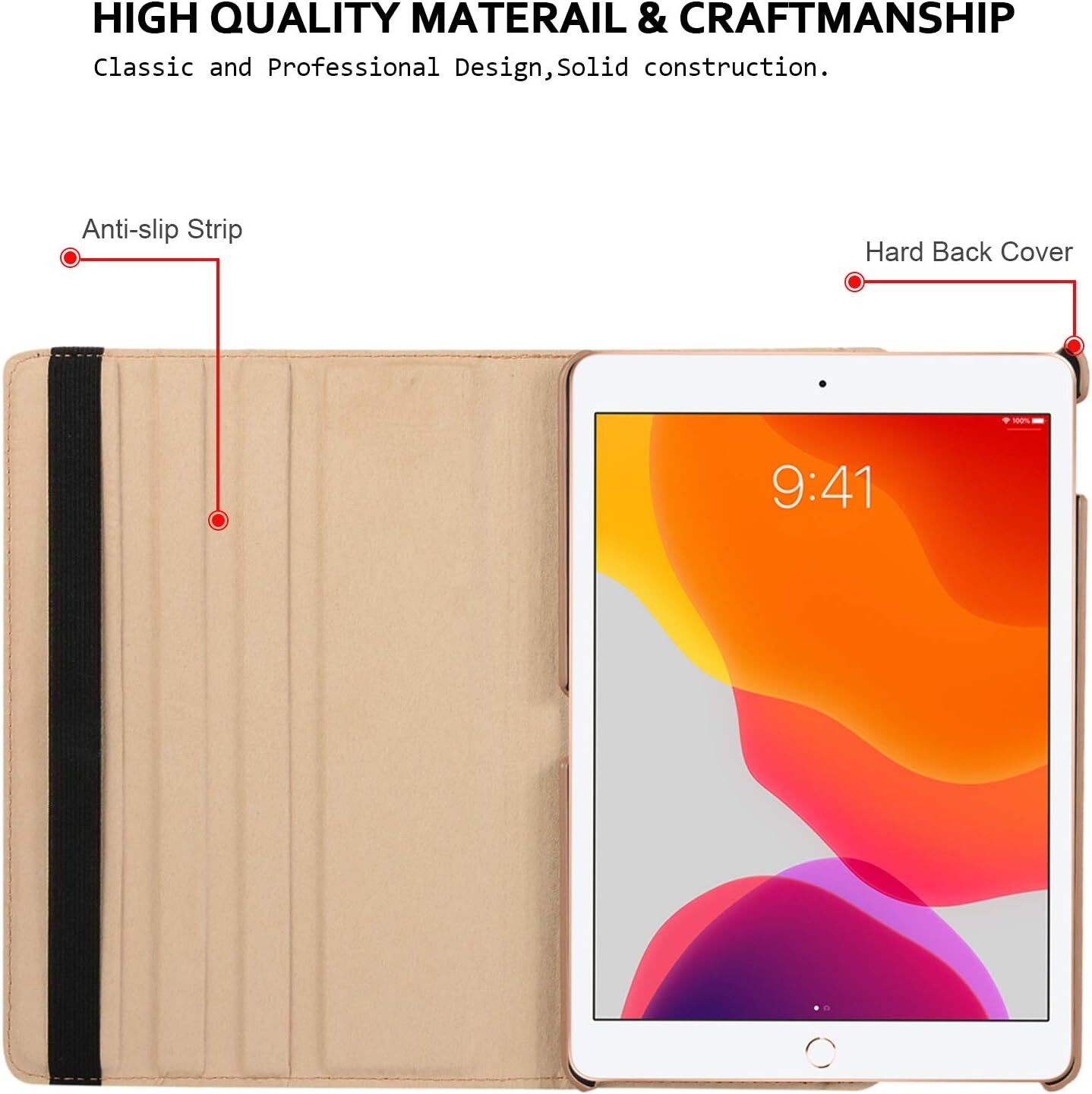 For iPad 10th 9th 8th 7th 6/5th Gen Leather Smart Flip Case Rotating Stand Cover