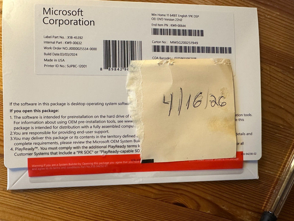 Windows 11 Home 64-bit - Genuine OEI DVD & COA - System Builder Pack