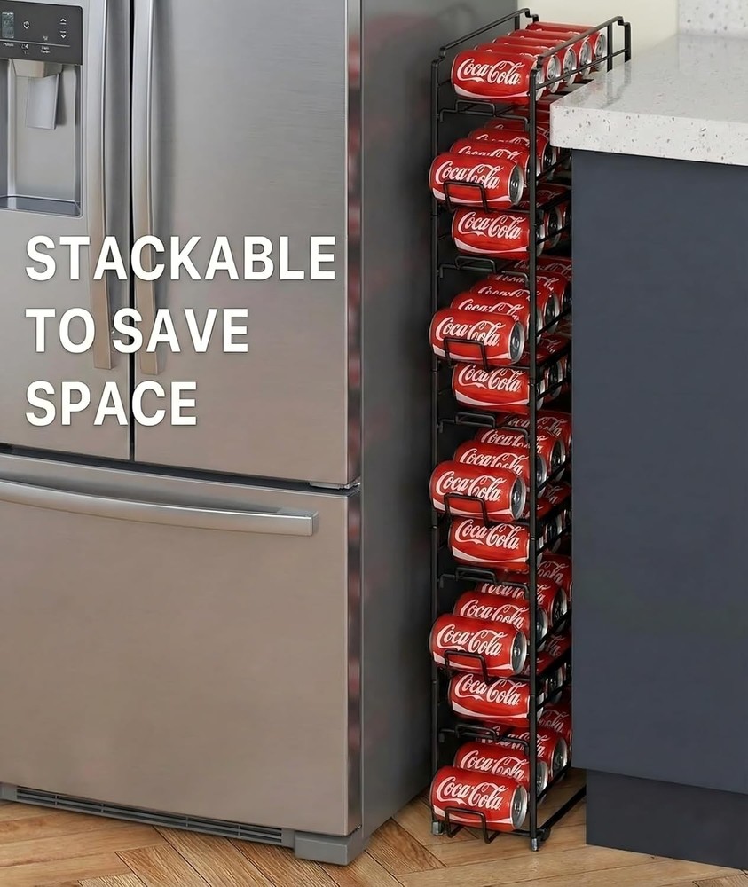 2 Pack Stackable Beverage Soda Can Dispenser Cabinet, Pantry (Black)