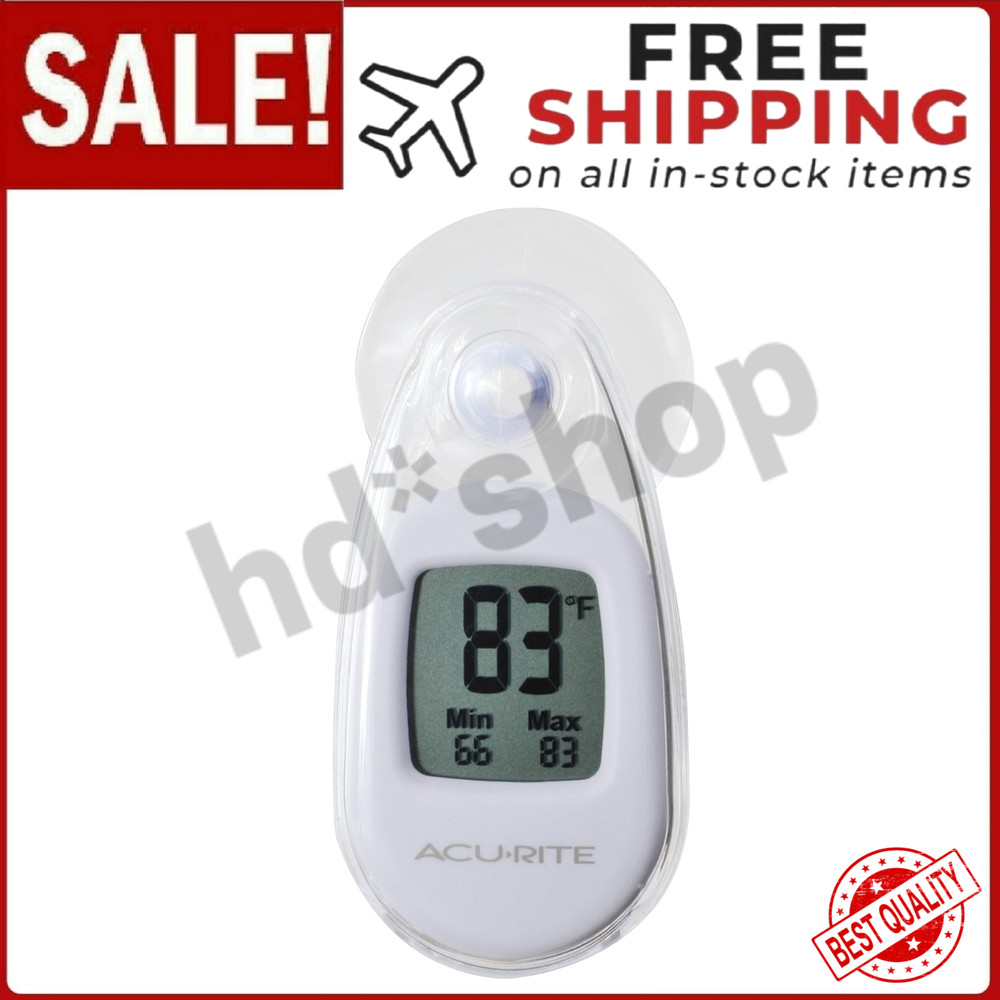 AcuRite Digital Window Thermometer, Suction Cup Thermometer, White