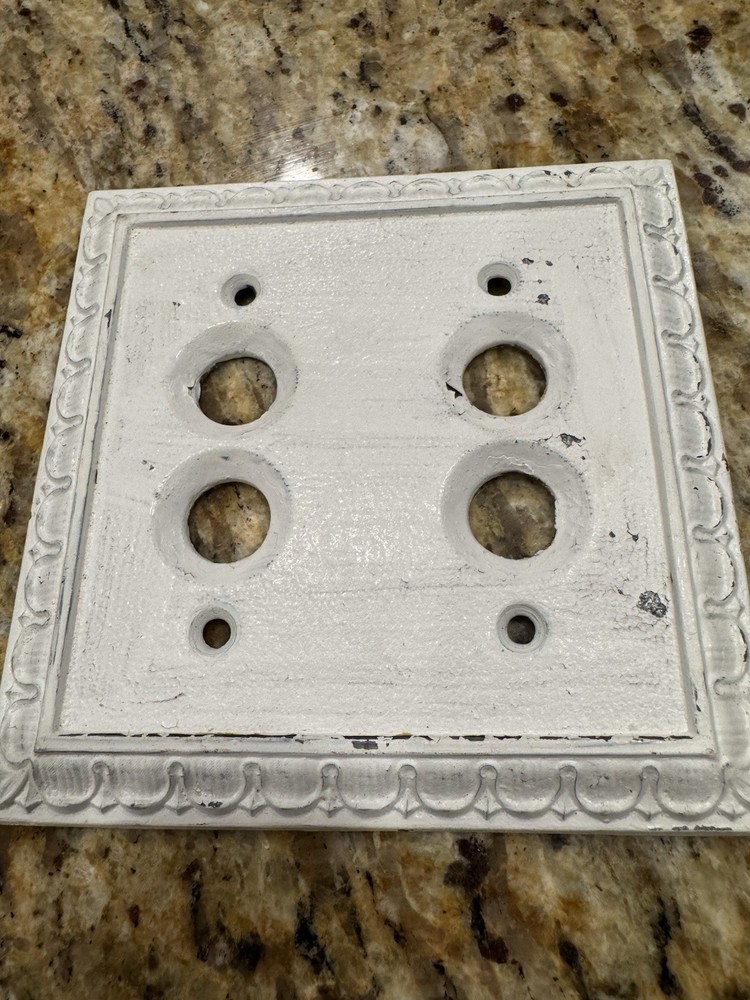 Vintage Metal Double Push Button Switch Plate