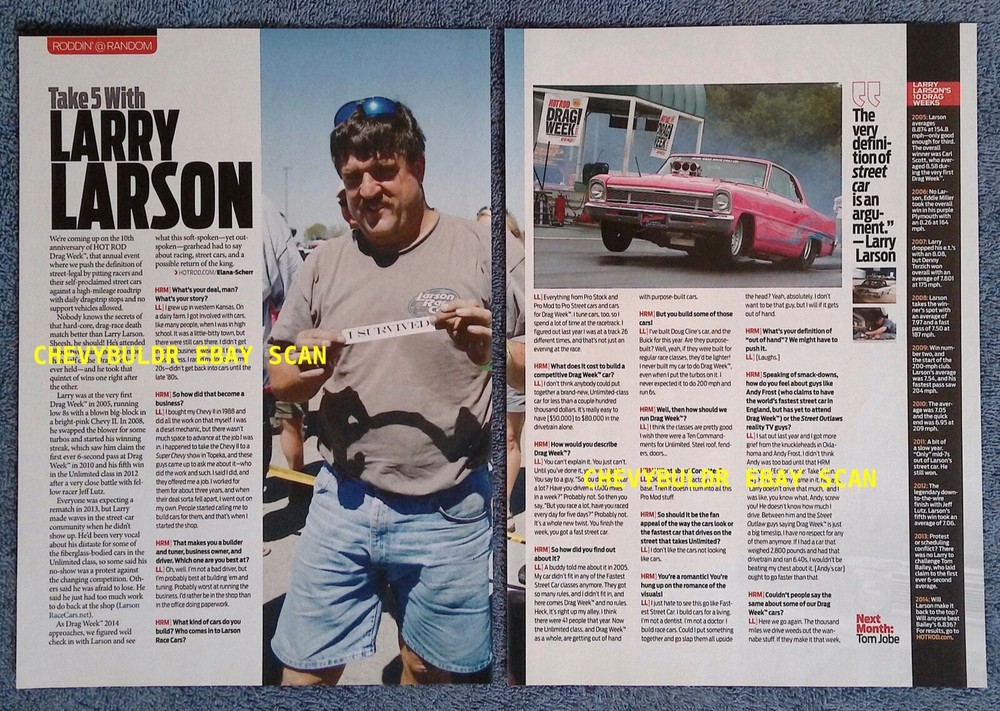 2014 Larry Larson Q&A Interview Article "Take 5 With Larry Larson"