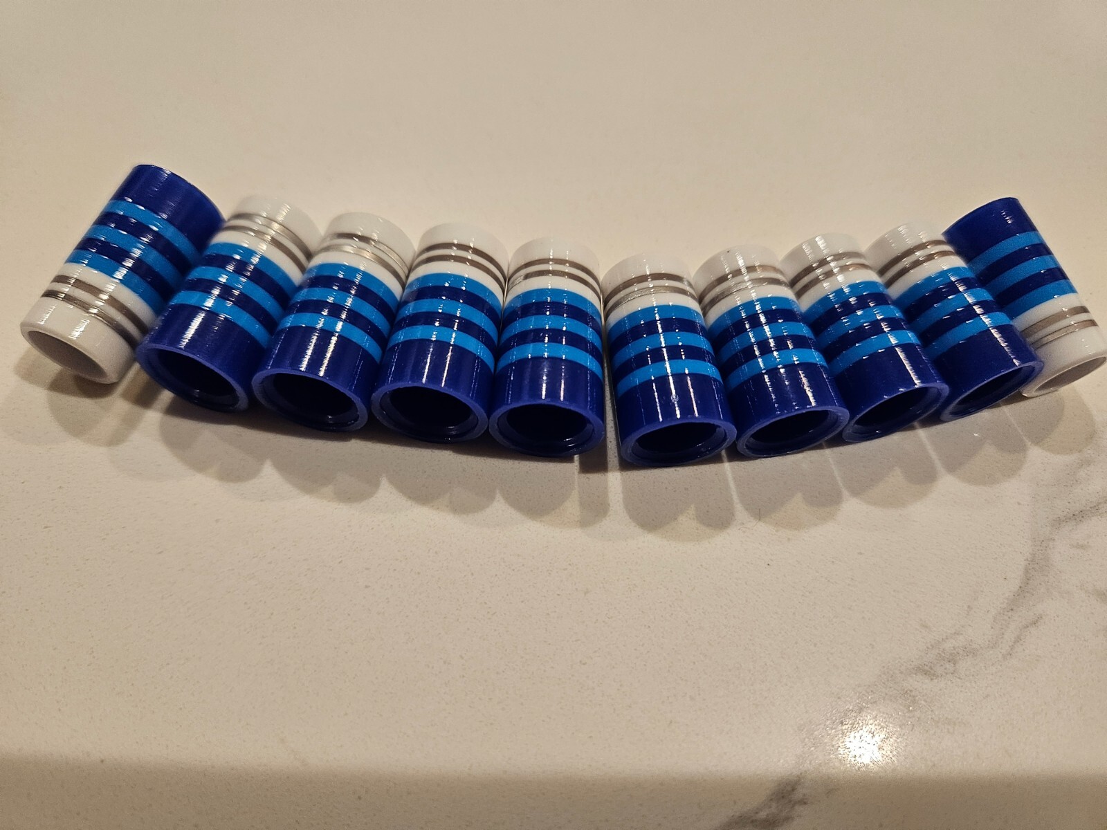 (10) Custom Golf Iron Ferrules Nautical Blue and Silver -  Striped Pick Diameter