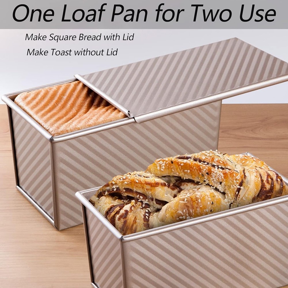 Pullman Loaf Pan Non-Stick Steel 1Lb Capacity Rectangular Bread Pan