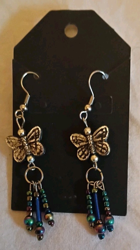 Silver Colored Butterfly Earrings