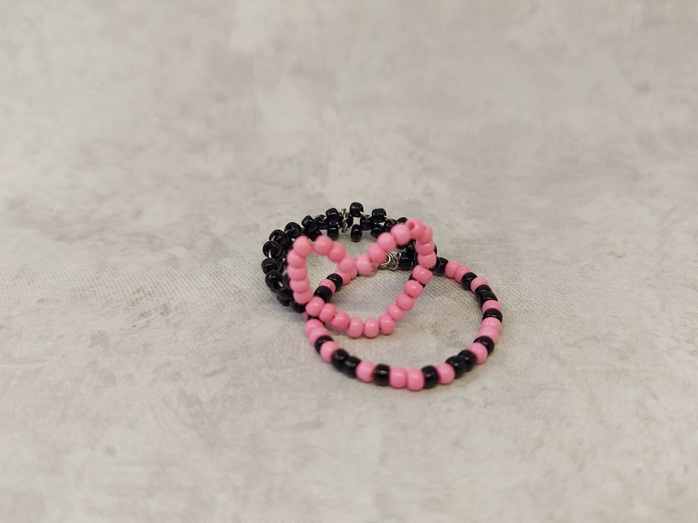 Handmade Heart Seed Bead Ring Set