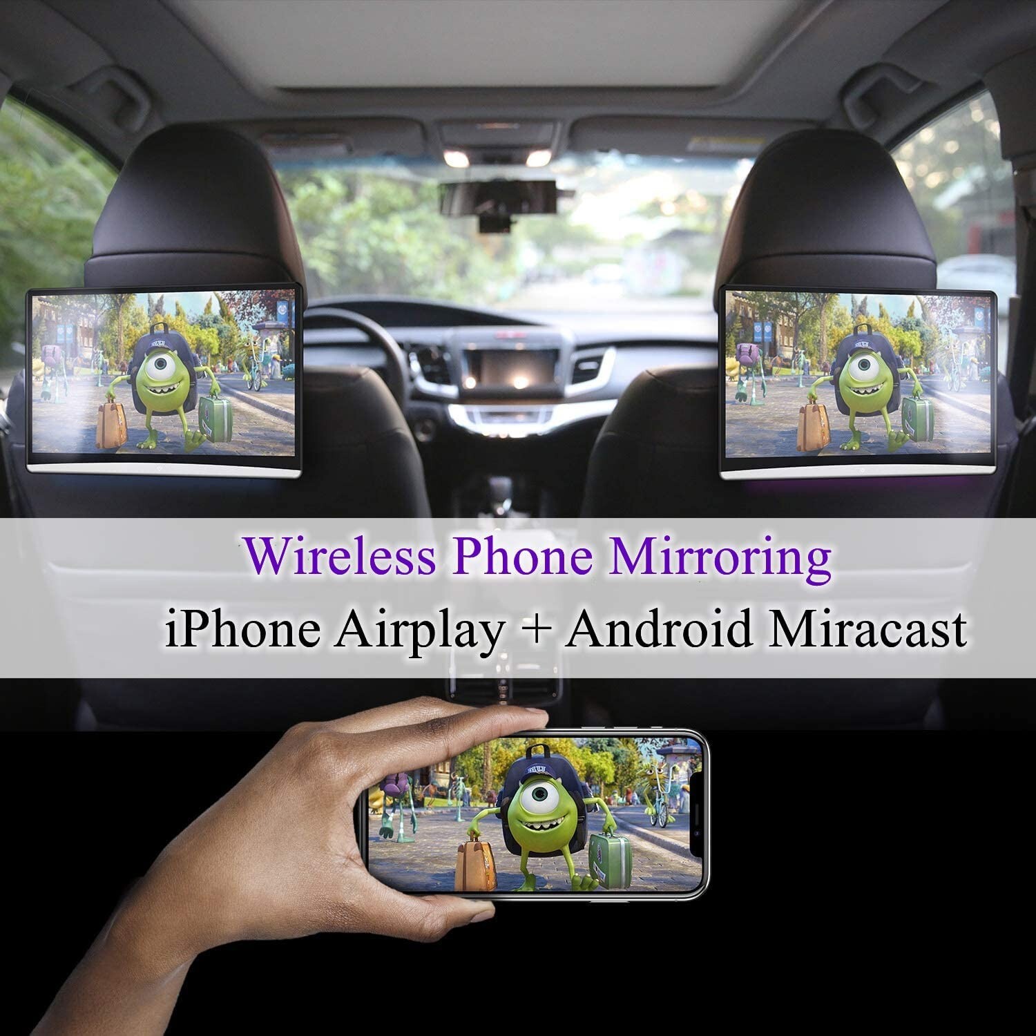 13.3 Inch Car Headrest Video Player with WiFi, Android 10.0, 4K,Netflix,YouTube