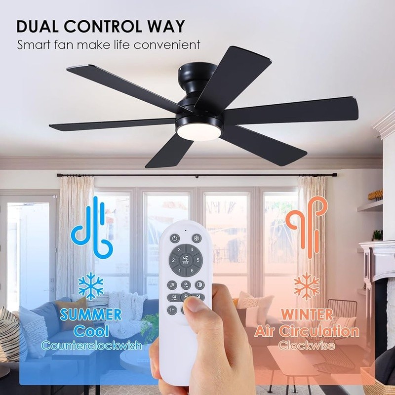 Ceiling Fan W/ Remote Control Dimmable Light Reversible Motor Indoor Use