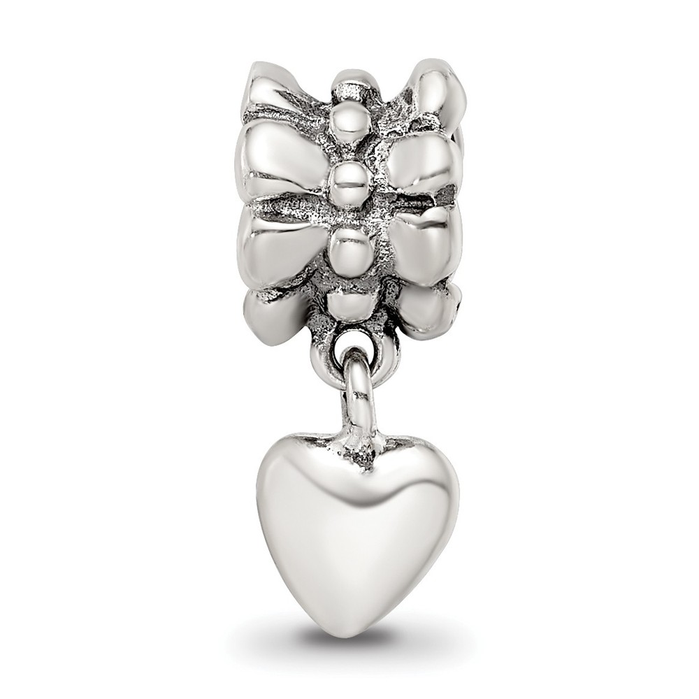 Silver Reflections Heart Dangle Bead QRS476