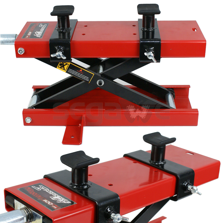 Wide Deck 1100 LB Motorcycle Center Scissor Lift Jack Hoist Stand Bikes ATVs
