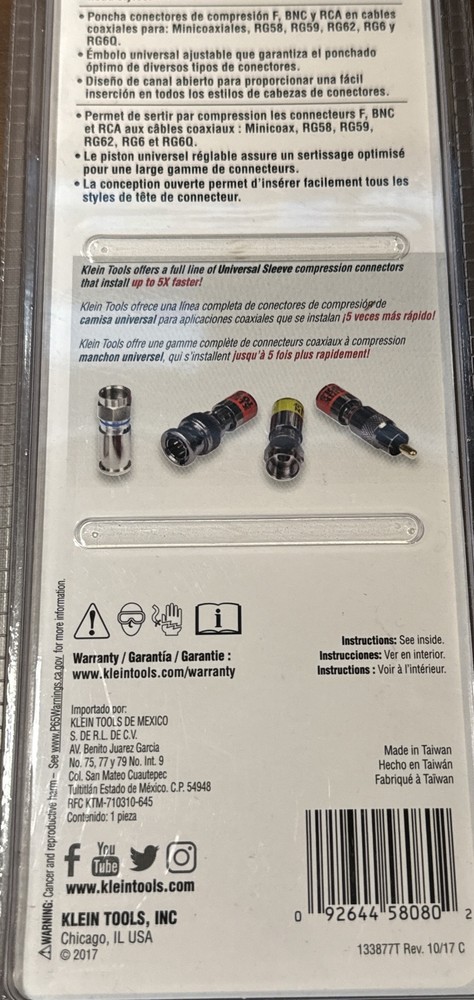 Compression Crimper Compact Klein Tools, VDV211-048 Multi-Connector NEW