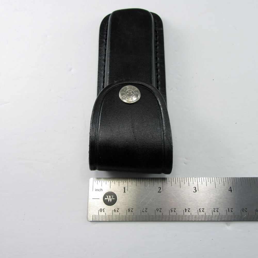 NEW Pocket Knife Sheath Black Genuine Leather Belt Case For 5" Folding Knife