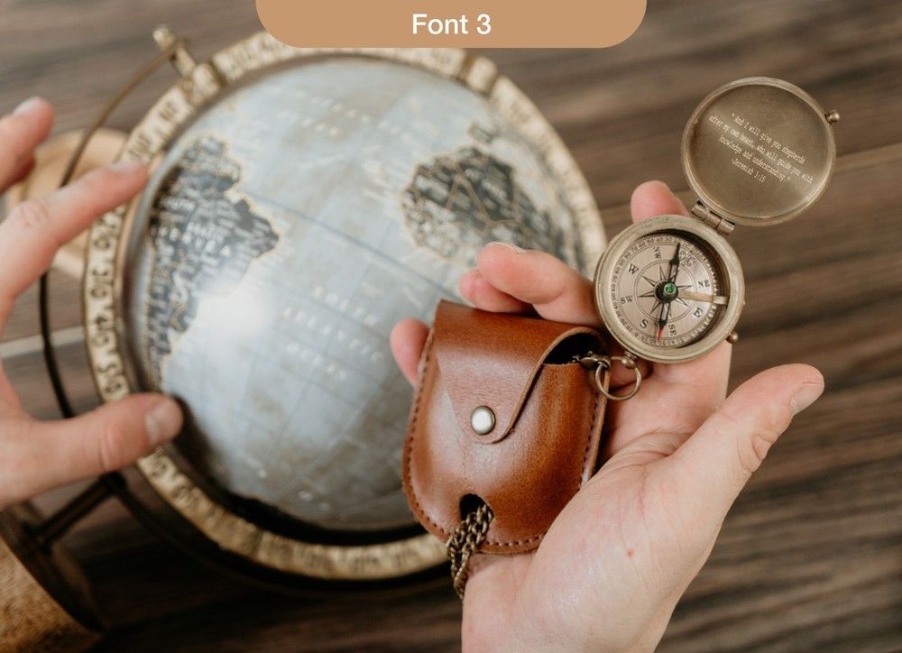 Personalized Engraved Brass Compass, Custom Handwriting Gift for Men, Dad