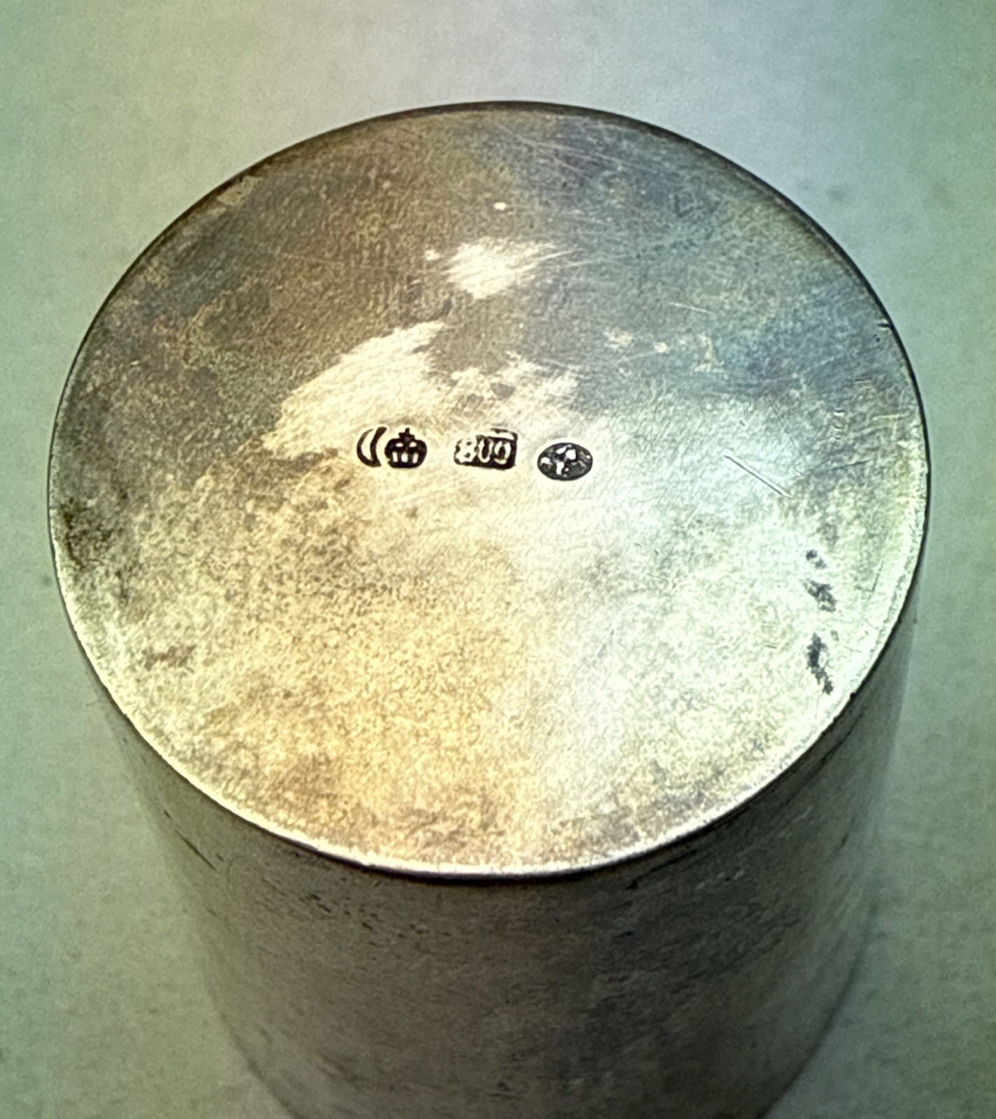 Antique Victorian Shot Glass Cup German 800 Sterling Silver Gebruder Kuhn ? Gold