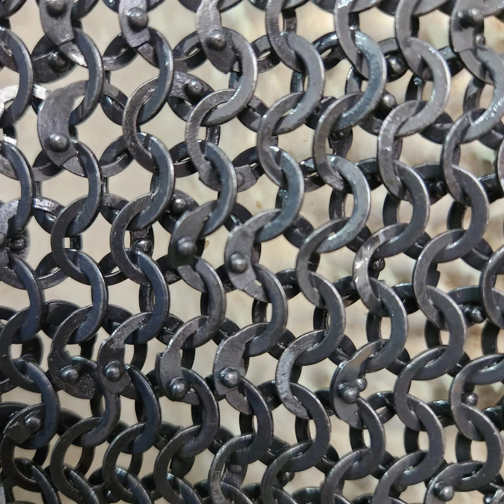 "9mm Flat Riveted Chainmail Shirt | Solid Rings Hauberk | Front-Open Medieval