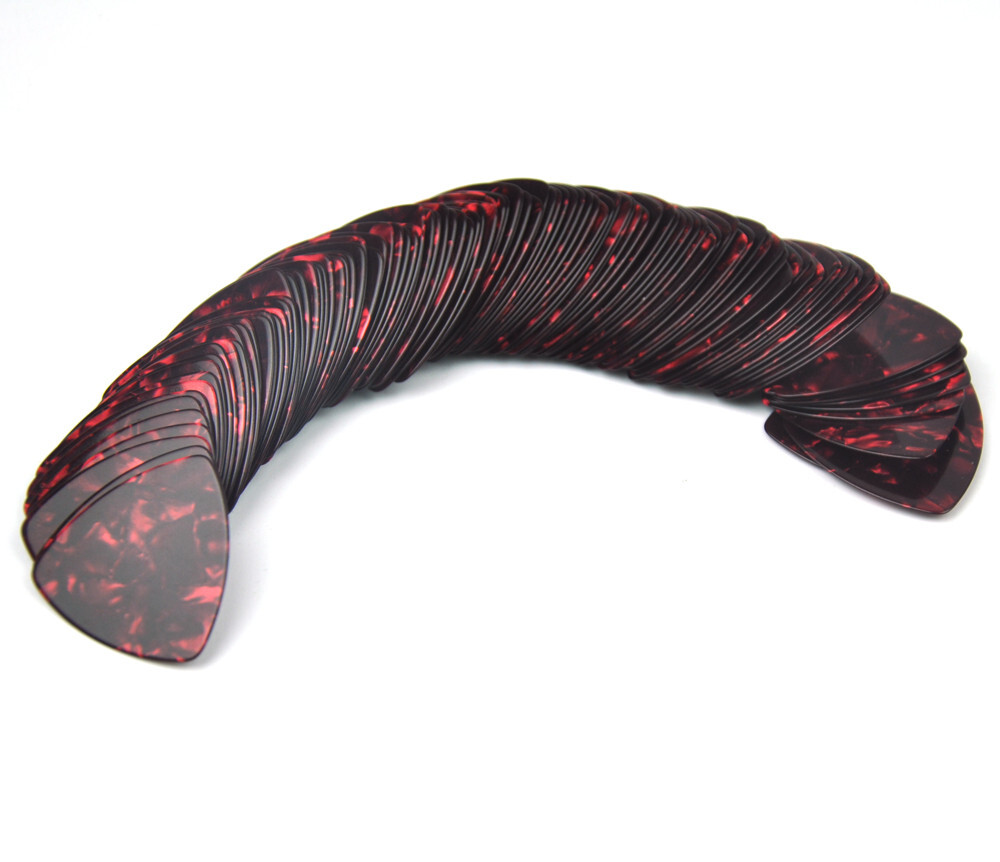 100pcs Medium 0.71mm 346 Rounded Triangle Guitar Picks Plectrums Pearl Red