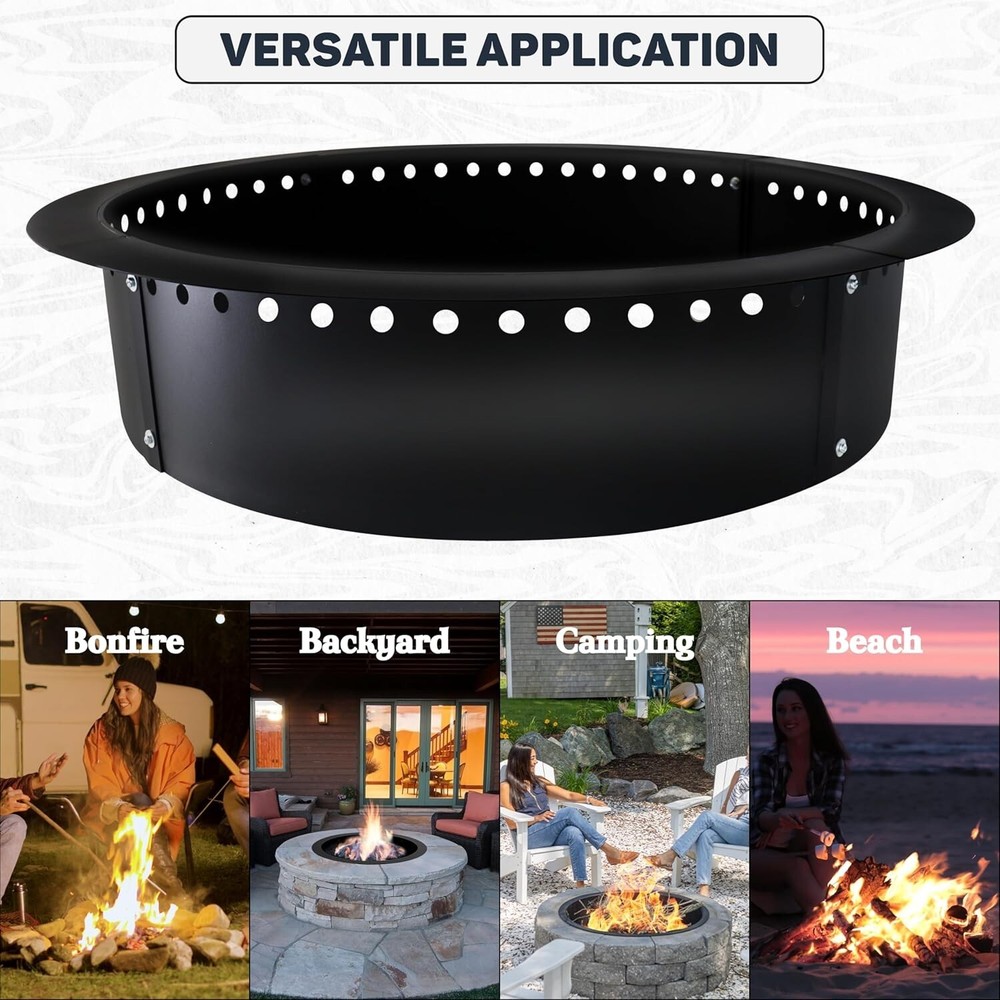 FEBTECH 46” Smokeless Outdoor Fire Pit Insert with Heat Resistant Coating