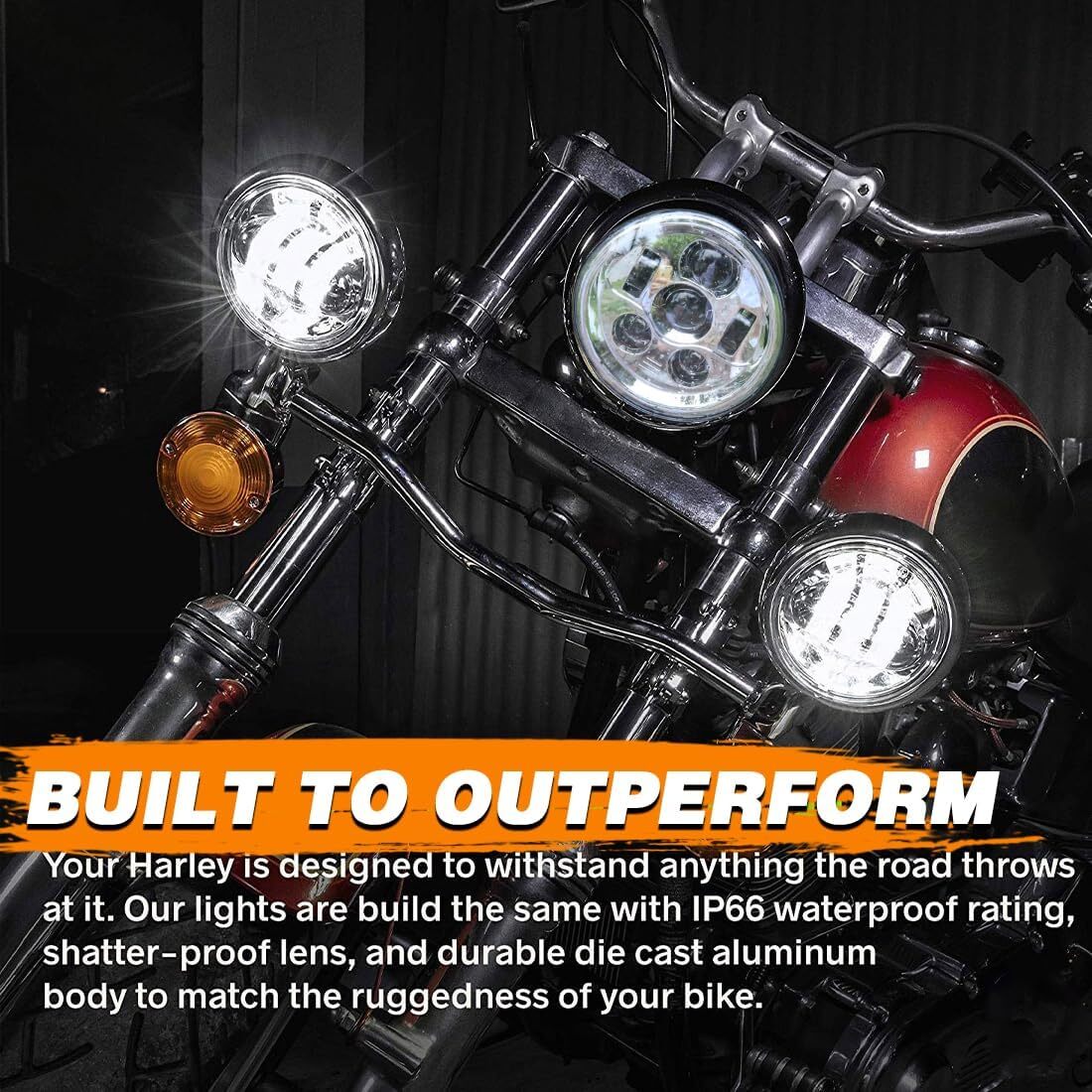 7Inch 140W LED Headlight Hi/Lo + 2Pcs 4.5Inch 80W Fog Light for Harley Davidson
