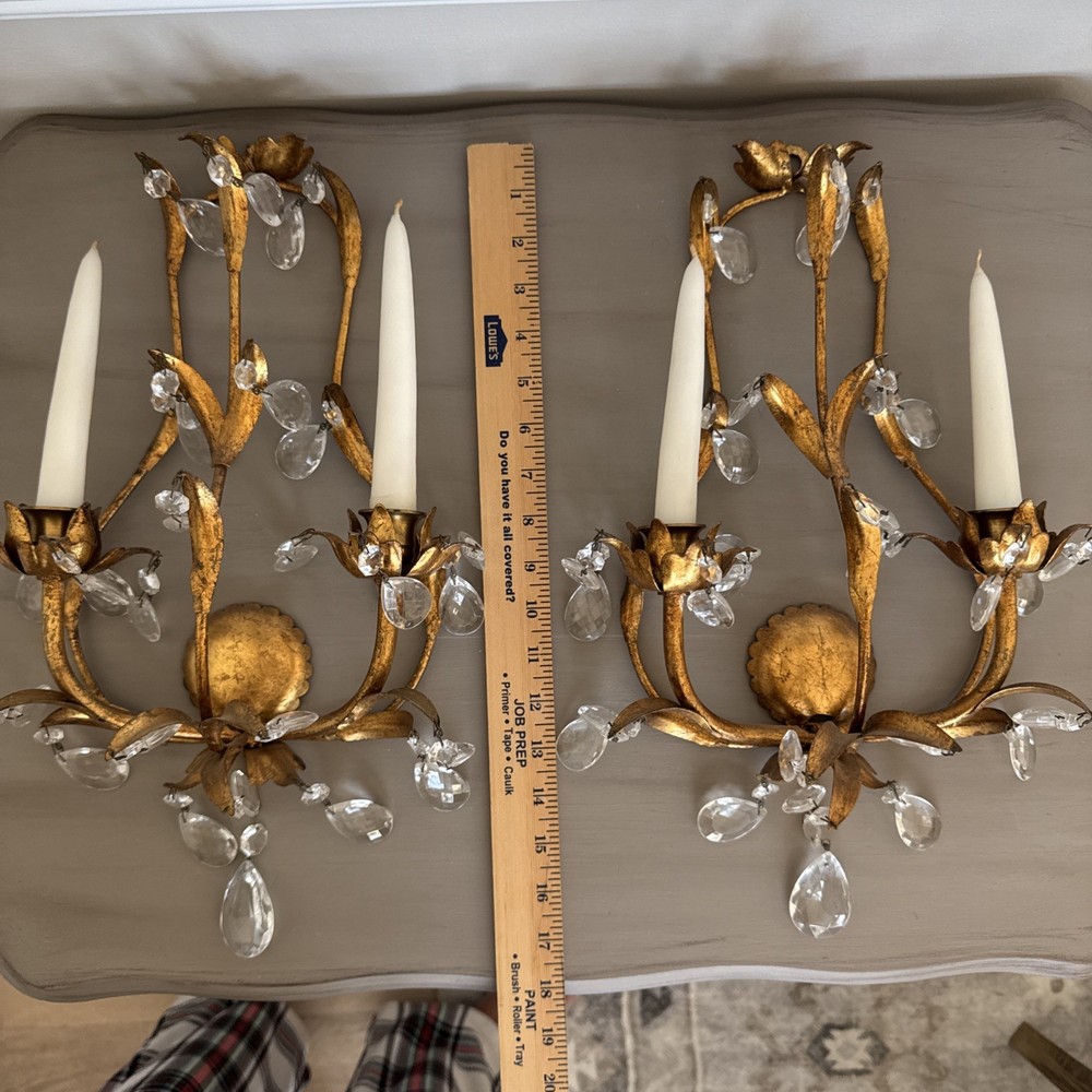Vintage Gold Sconces (Pair)