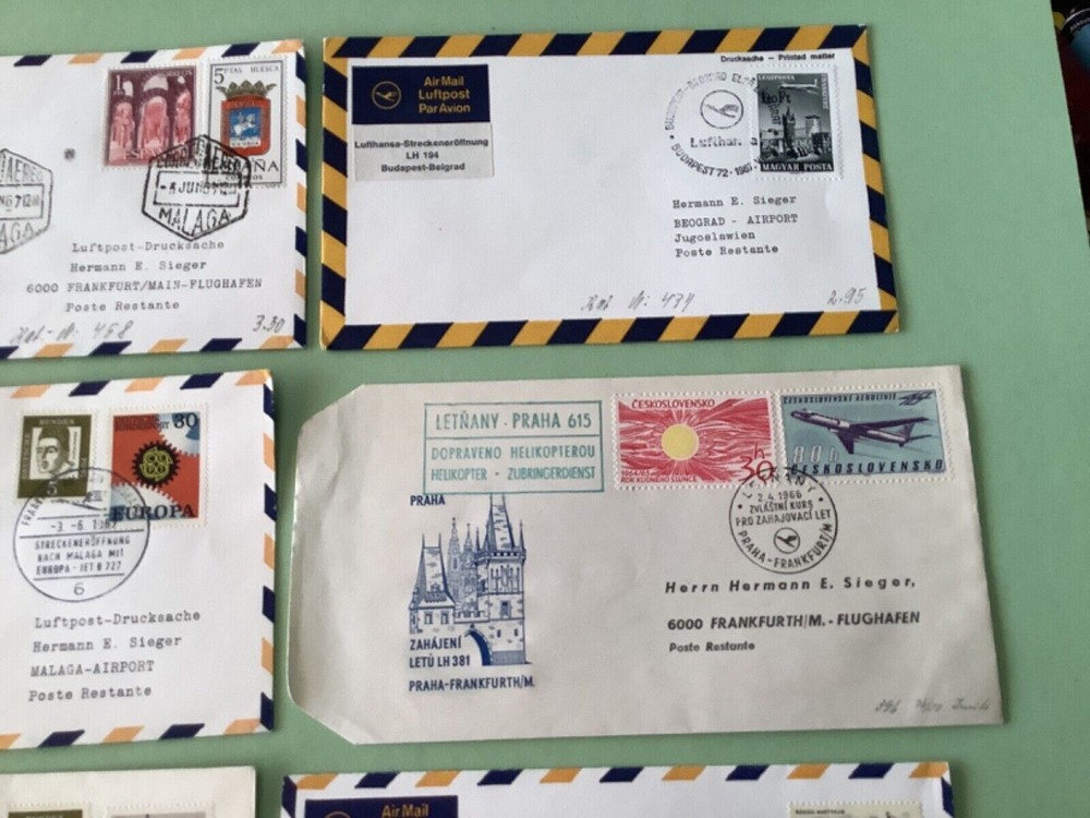 Airmail flight cover mixed world 9 items Ref A1478