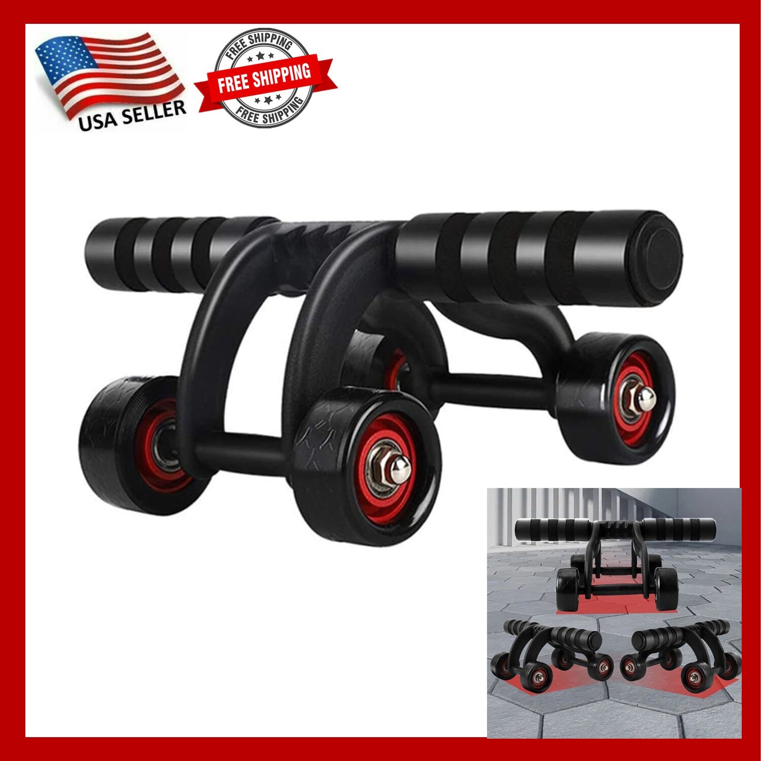 4-Wheel Ab Roller Abdominal Exercise Roller, Core Workout Trainer, Sport Fitness