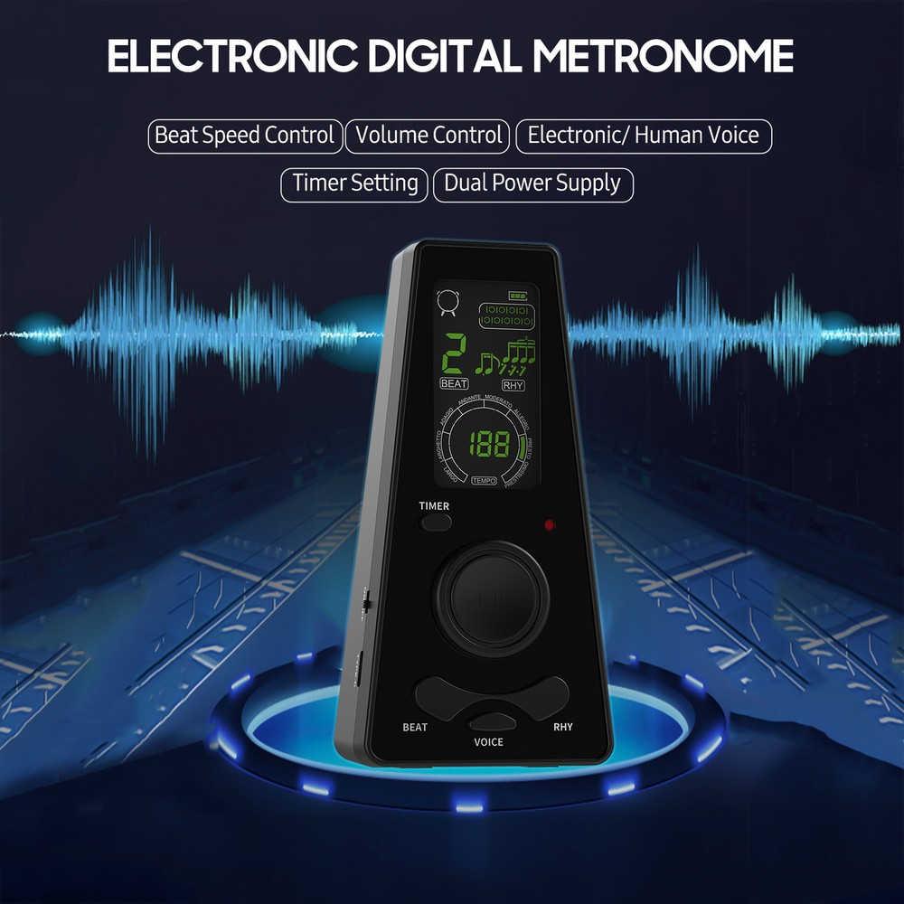 Electronic Digital Metronome W/ Timer Beat Speed Adjustable for Guitar Drum C9B0