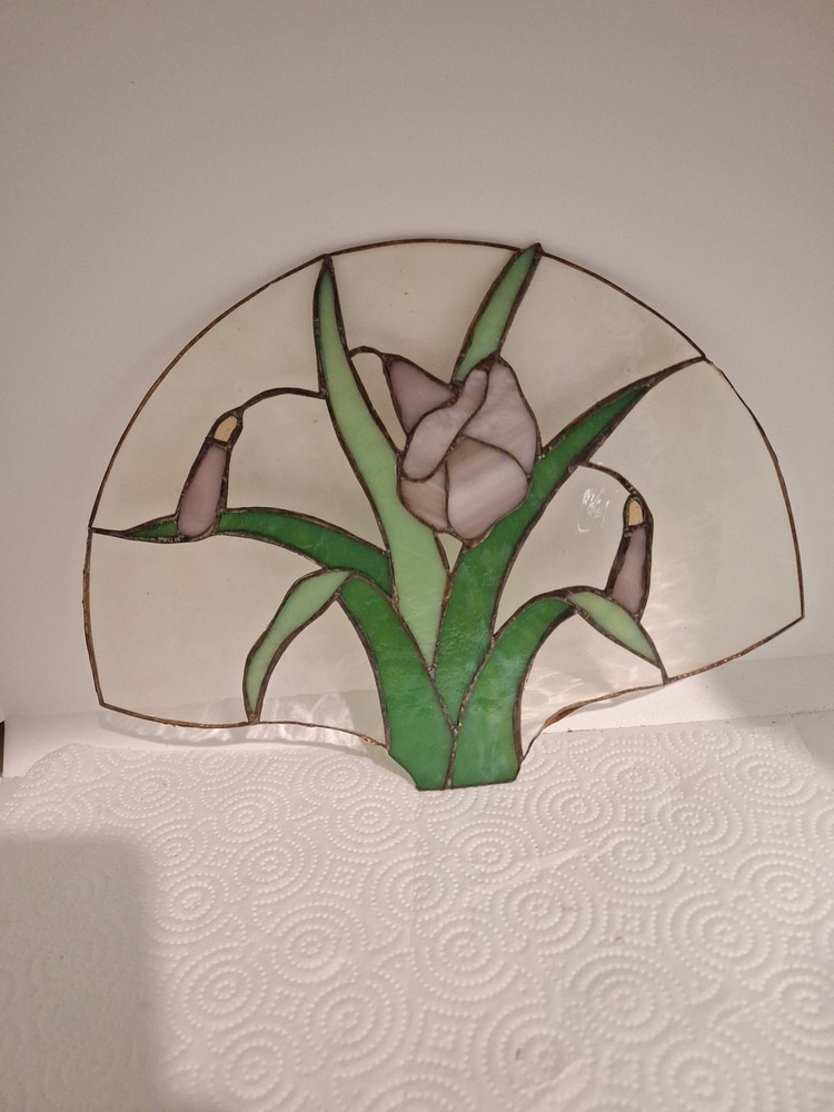 Stain Glass, Flower Iris, Used.