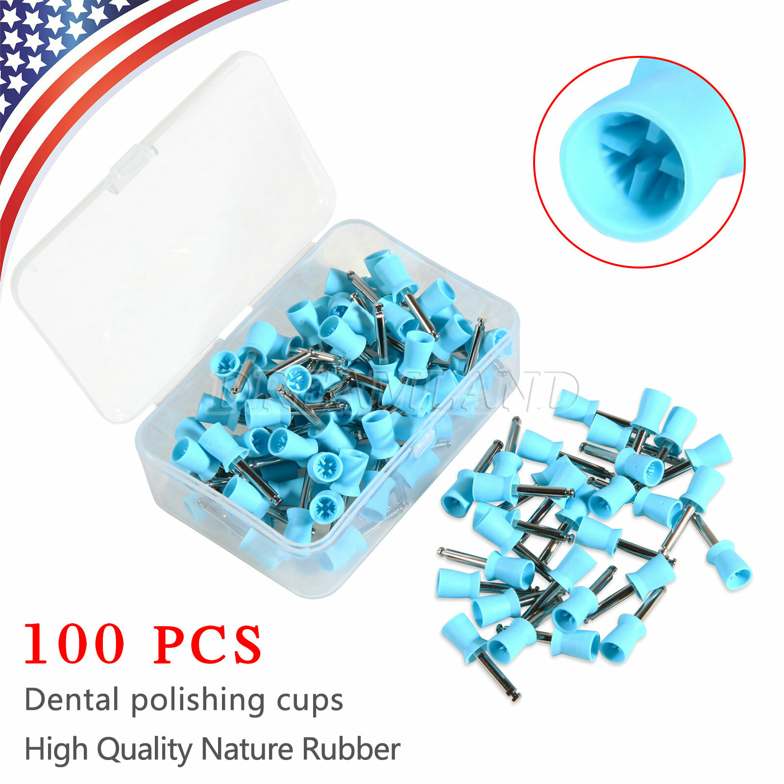 100 pcs Dental Polishing Polish Prophy Cups Latch Type Brushes Polisher cup Blue