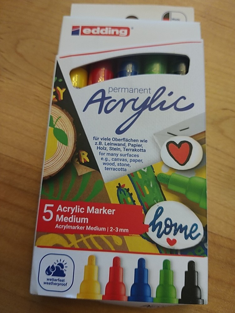 Acrylic Paint Markers Edding 5100 U.S. Seller Medium Basic Colours (Pack 5) NIB
