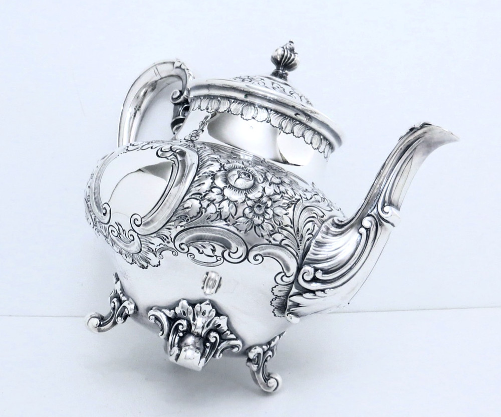 1937 REED & BARTON VICTORIAN ROCOCO REPOUSSE HAND CHASED COFFEE TEA SET 5 PC