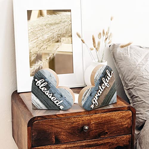 2 Pcs Rustic Table Decorations for Living Room Home Decor Grateful Style