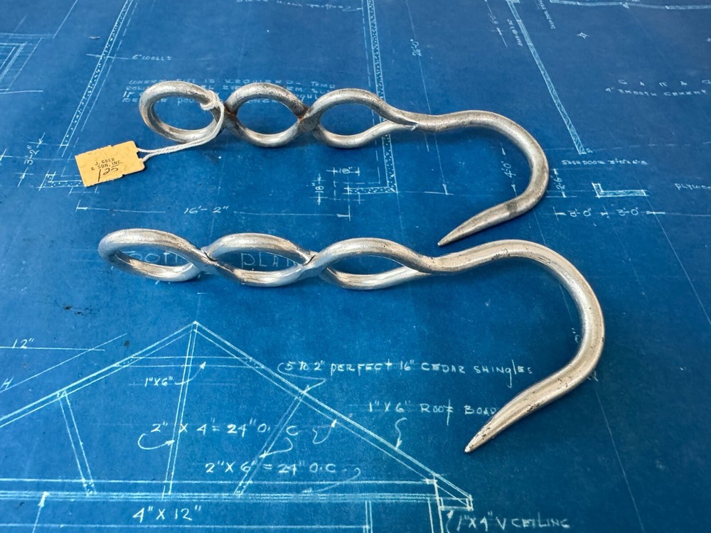 2 VINTAGE FRENCH MEAT HOOK HOOKS