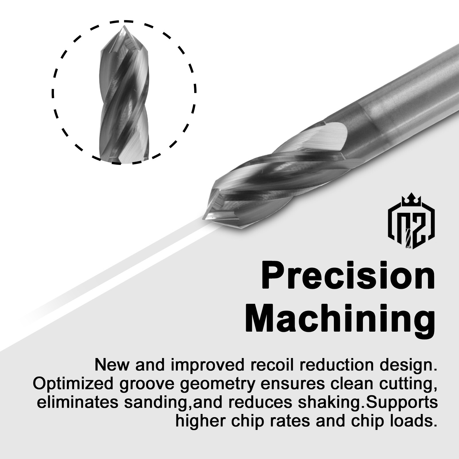10PCS 4 Flute 90 Degree 3/8"x1"x2-1/2" Solid Carbide Drill Mill - AlTiN Coated