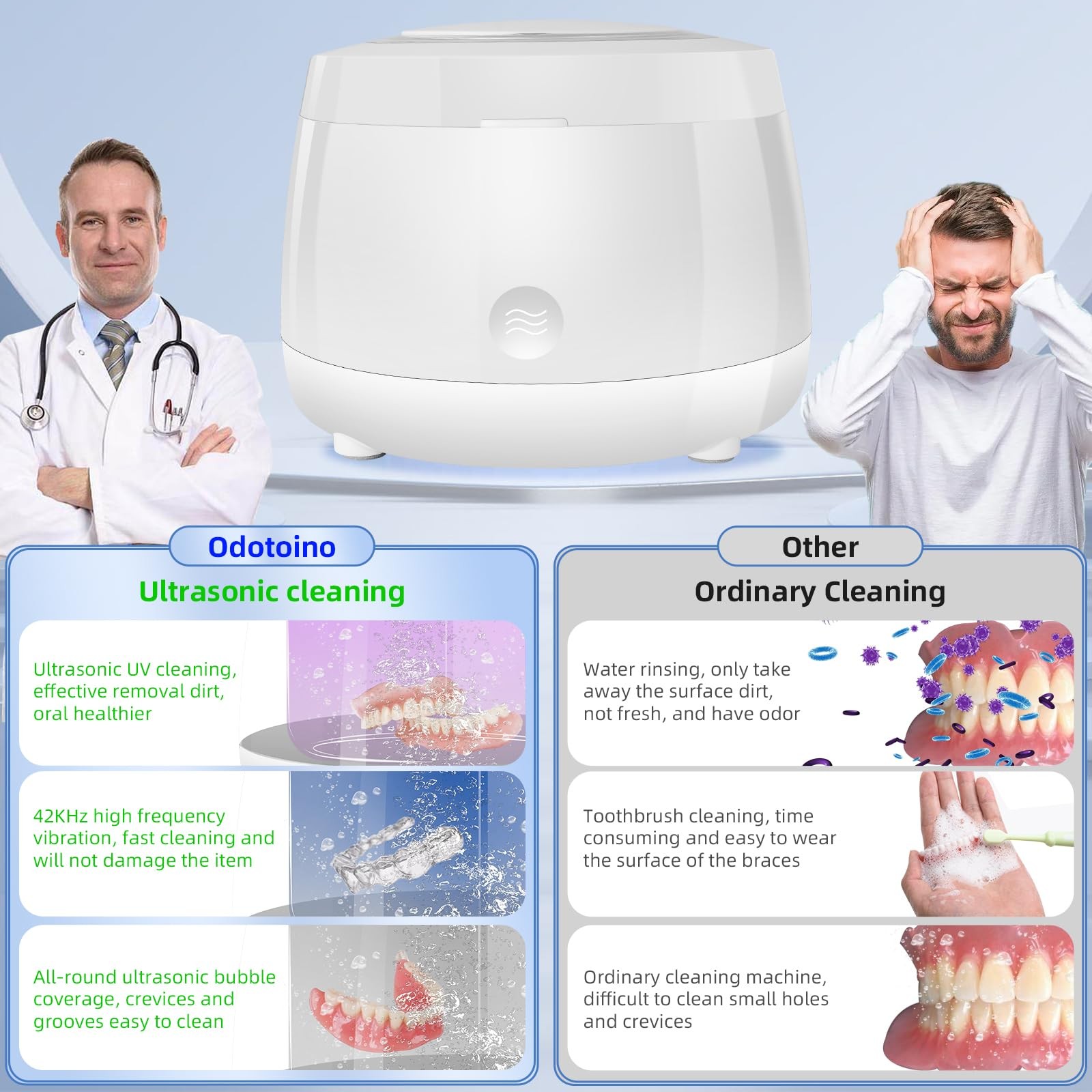 Ultrasonic Retainer Cleaner,Denture Cleaner Machine for Night Guard,Mouth Gua...