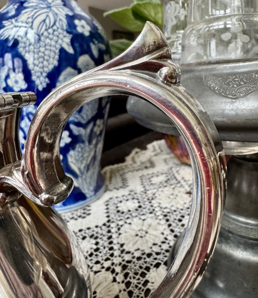 VTG Silver Plated Ornate Pitcher with hinged lid