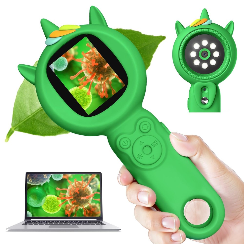 Acoath Microscope for Kids, Auto-Focus Handheld Digital Microscopes Green